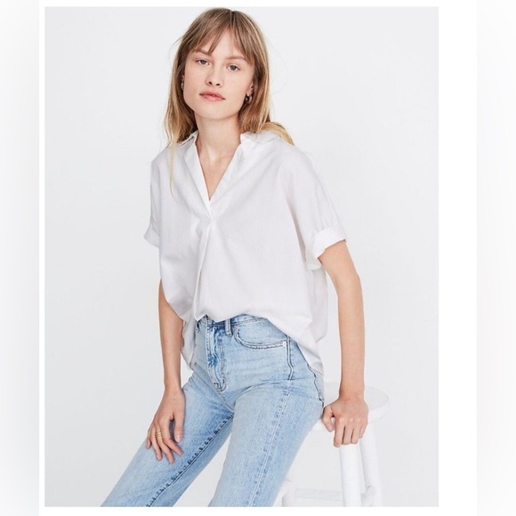 Madewell Tops - Madewell White Cotton Modal Park Popover Shirt Size Small